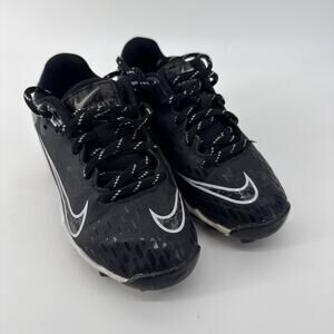 Nike Girls 11c Softball Tee Ball Cleats Hyper Diamond Athletic Black White Logo